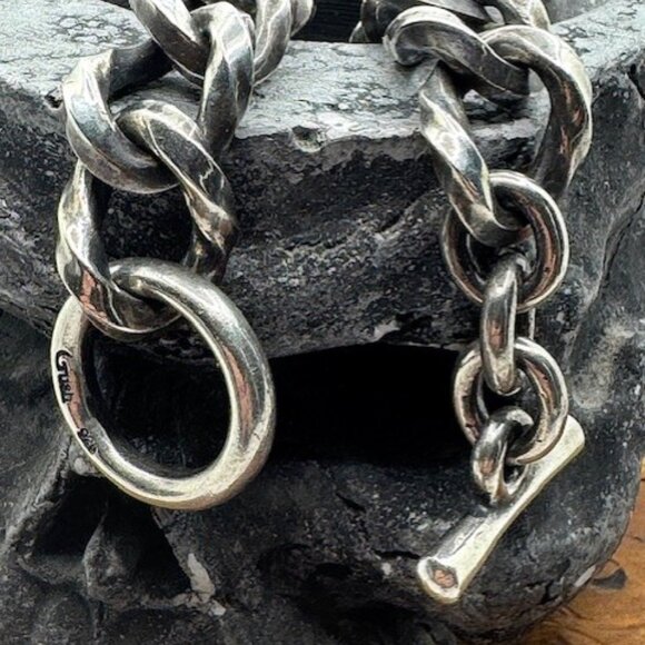 Gaboratory Gabor Vintage Silver Gush Cuban Link Biker BRACELET 925 - Picture 3 of 11
